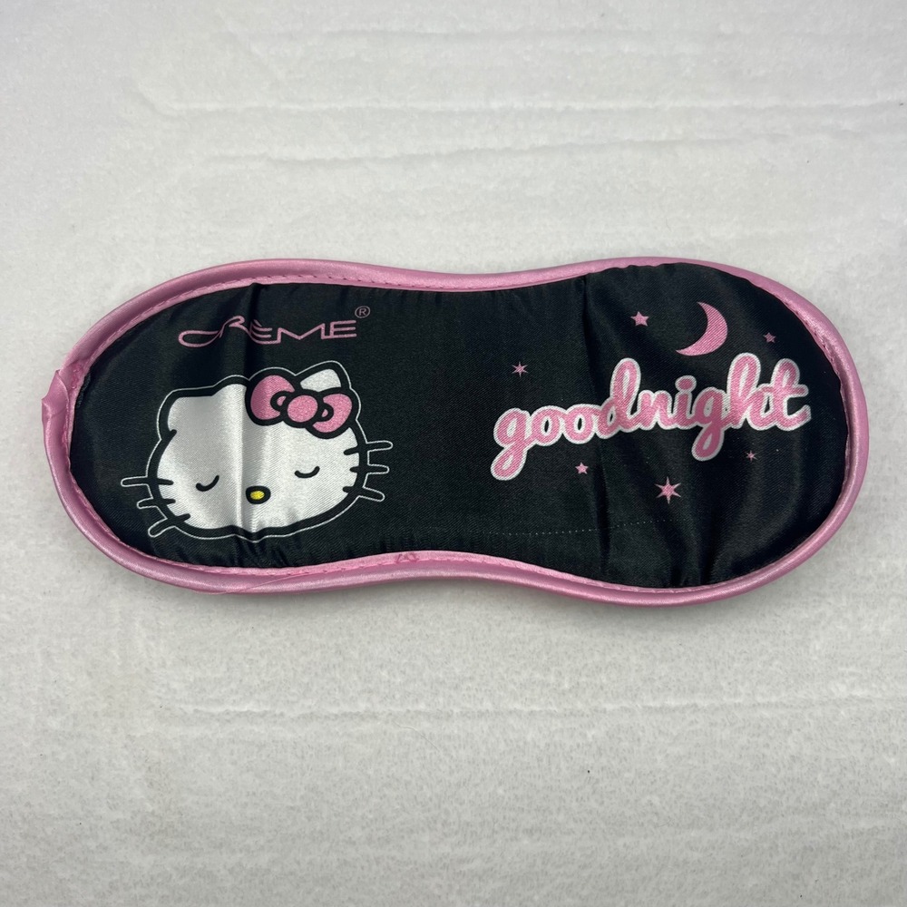CREME Shop HELLO KITTY Sleep Mask Womens OS Black Pink Sanrio 2024 Cute Cozy‎